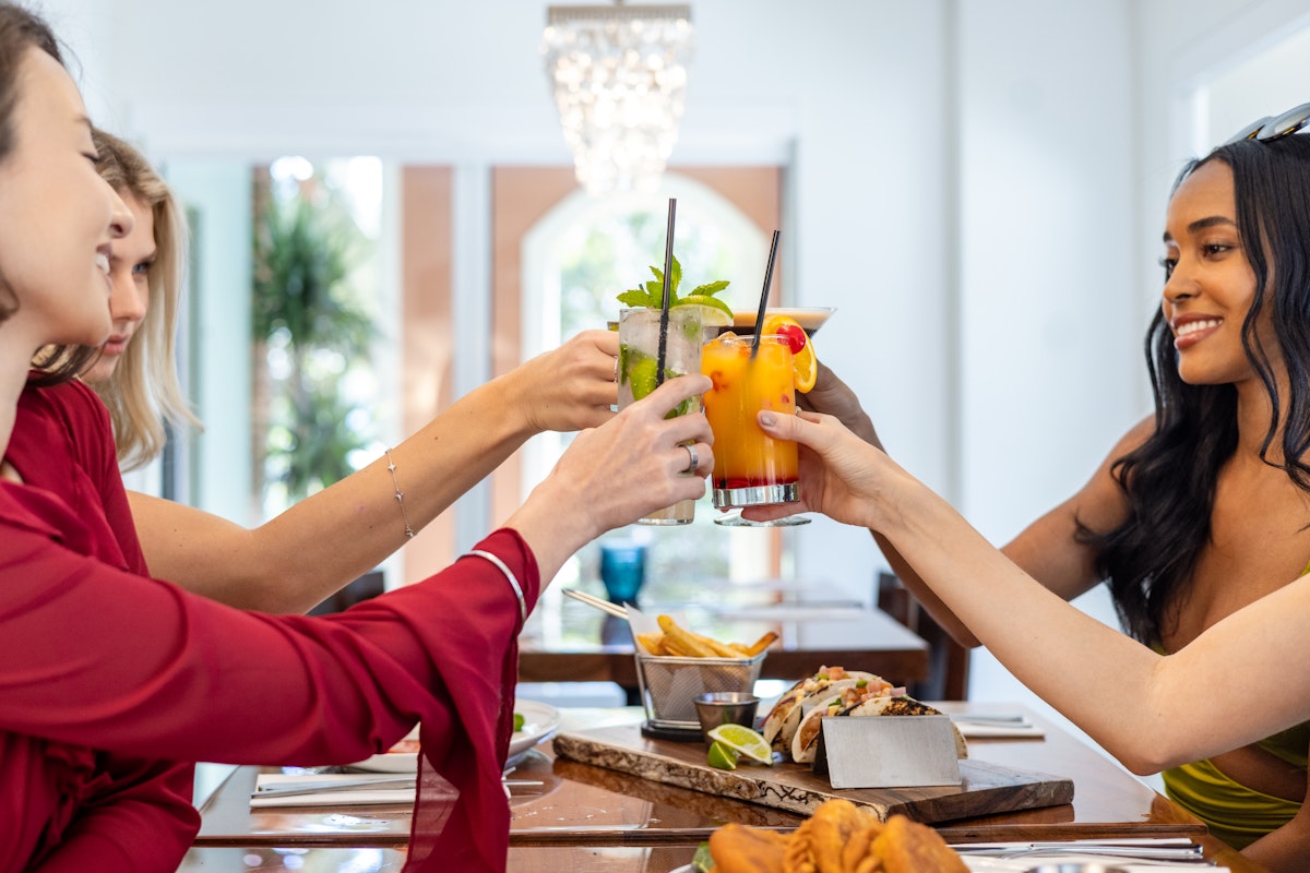 Guests enjoying some cocktails and food
